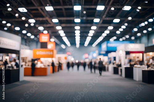 Trade show event exhibition conference expo marketing business convention blurred background