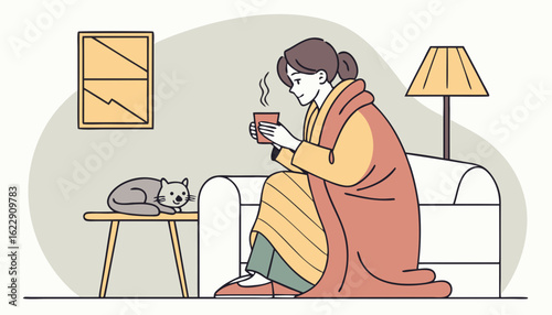woman shriving with fever