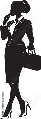A beautiful woman in a tight black dress on a colored background. Silhouette of a woman against a gradient background.