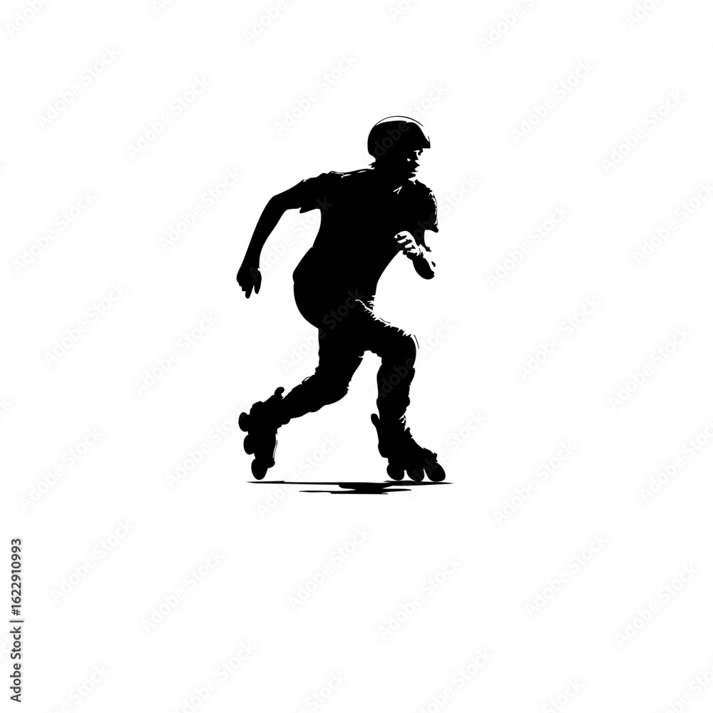 Fototapeta premium Black Silhouette of Teenager Reading Book & Carrying Schoolbag – Medium Shot 4K Illustration
