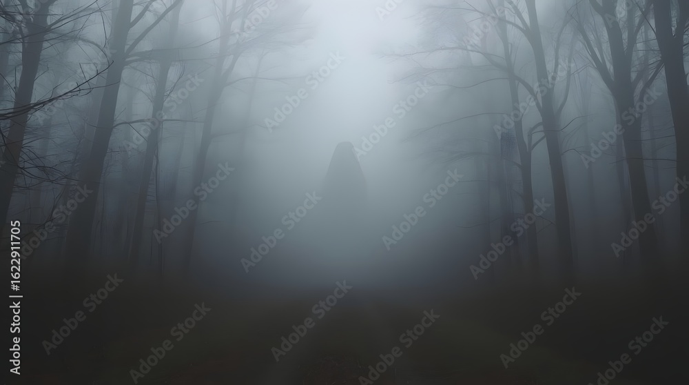 Obraz premium Foggy Forest - Isolated Figure
