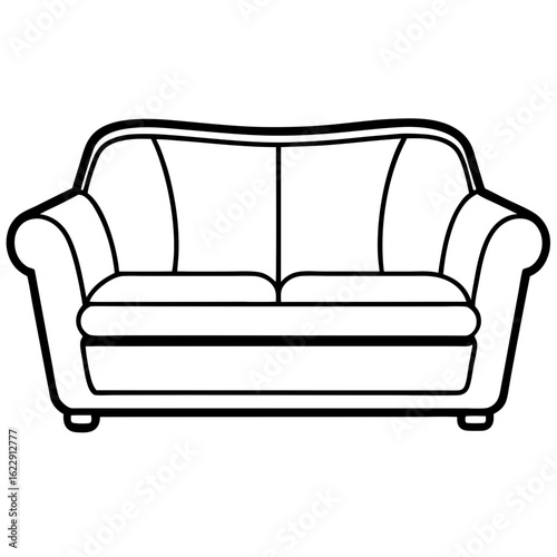 Clean Sofa Outline Front Vector