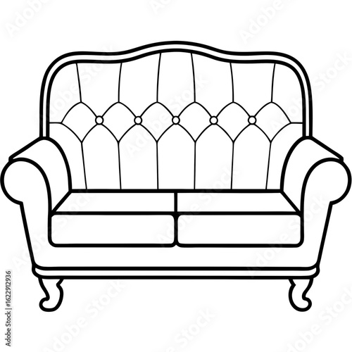 Clean Sofa Outline Front Vector