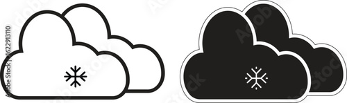 Cloudy sky at night icon with snow and moon for forecasting snowy evening weather with transparent background