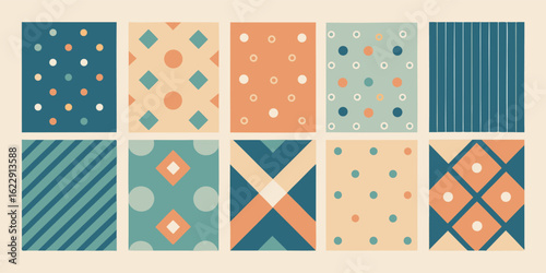 Colorful seamless vector patterns with intricate designs, perfect for enhancing visual appeal in various creative applications..eps