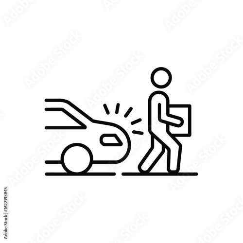 Pedestrian hit by car icon