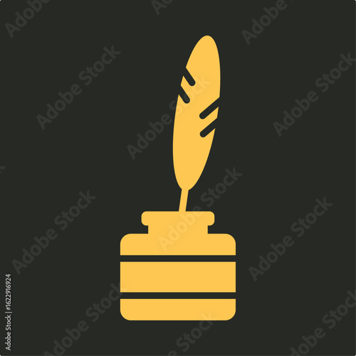 Feather and inkwell trendy applicable important vector Illustration design glorious colorful background