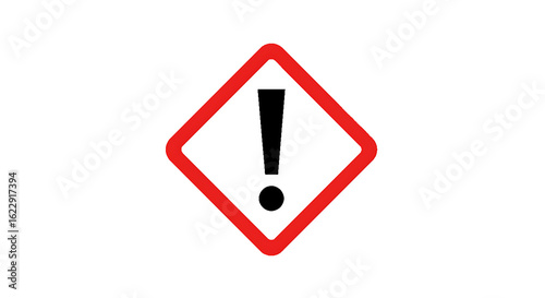 Red diamond exclamation mark hazard symbol isolated on transparent background