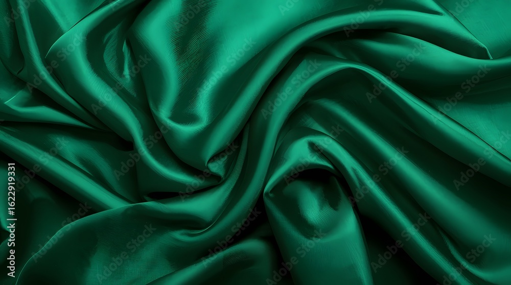 Fototapeta premium Green Silk Ribbon Wavy Texture