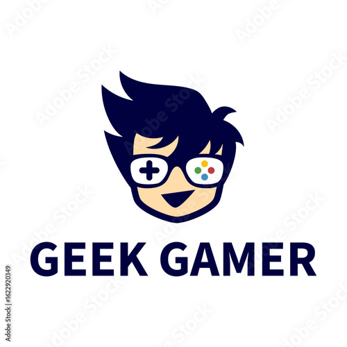 Cool gamer face icon with headset and game controller