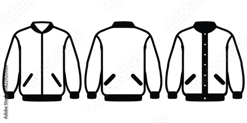 style, sport, bomber jacket, front view, back view, side view, collar, pockets Illustrator Artwork