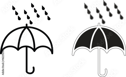 Rainy weather umbrella icon representing precipitation and protection from storm with transparent background