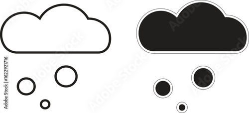 Cloud icon in outline style representing overcast or cloudy sky condition with transparent background