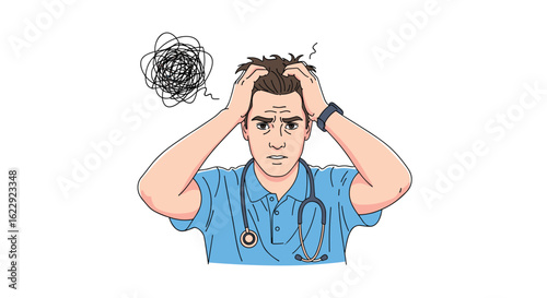 Medical professional experiencing significant mental distress and overwhelm from workload