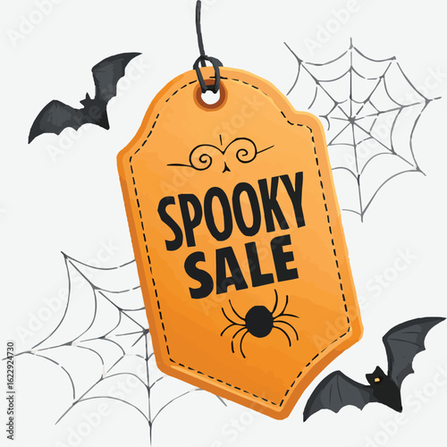A vintage vector illustration set of Halloween sale tags, labels, and stickers with discount prices for your business