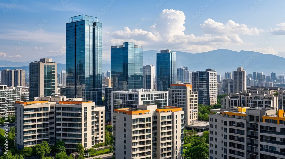 Fototapeta premium Modern urban architectural complex city development landscape image