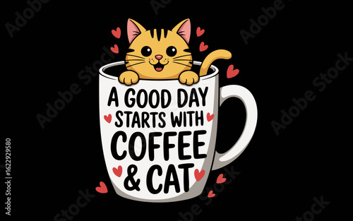 Good Day Starts With Coffee Cat Cute Kitten Women Girls Teen svg t-shirt quotes design