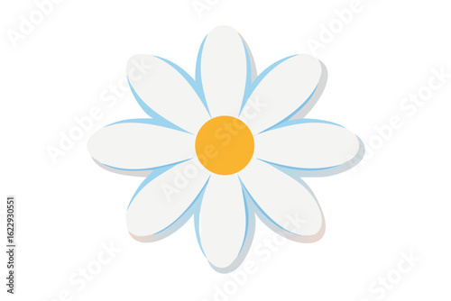 Simple white daisy with yellow center isolated on transparent background