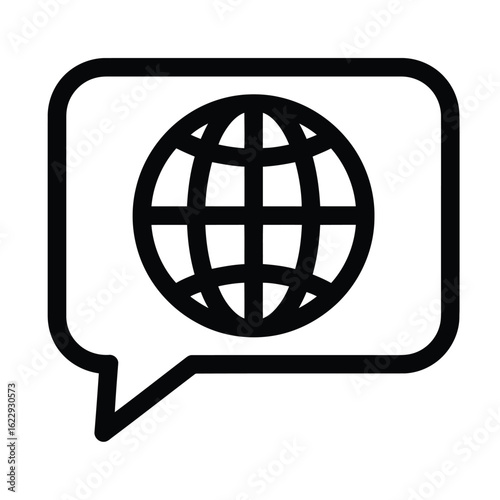 Vector illustration of 3d illustration of speech bubble with globe icon isolated on white background