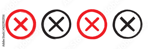 Free Download X icon. Red and black brush cross. Grunge letter mark. Sketch sign isolated on white background. Hand drawn calligraphy. Drawing vote symbol. Handwritten crosses. X shape graphic texture. Vector. - GFXLoad