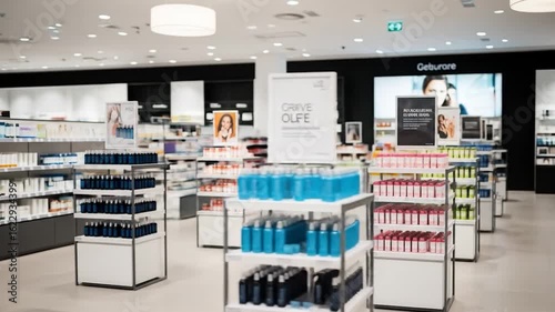 Cosmetics and Beauty Products Displayed in a Modern Retail Store
