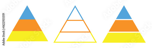Three Tier Blank Pyramid Diagram – Vector Infographic Chart Template for Business and Presentation.