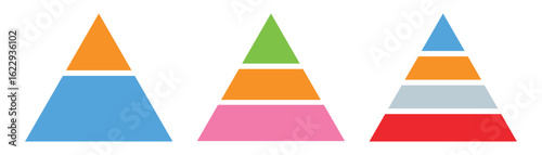 Three Tier Blank Pyramid Diagram – Vector Infographic Chart Template for Business and Presentation.