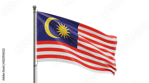 National flag of Malaysia isolated on a white background.

