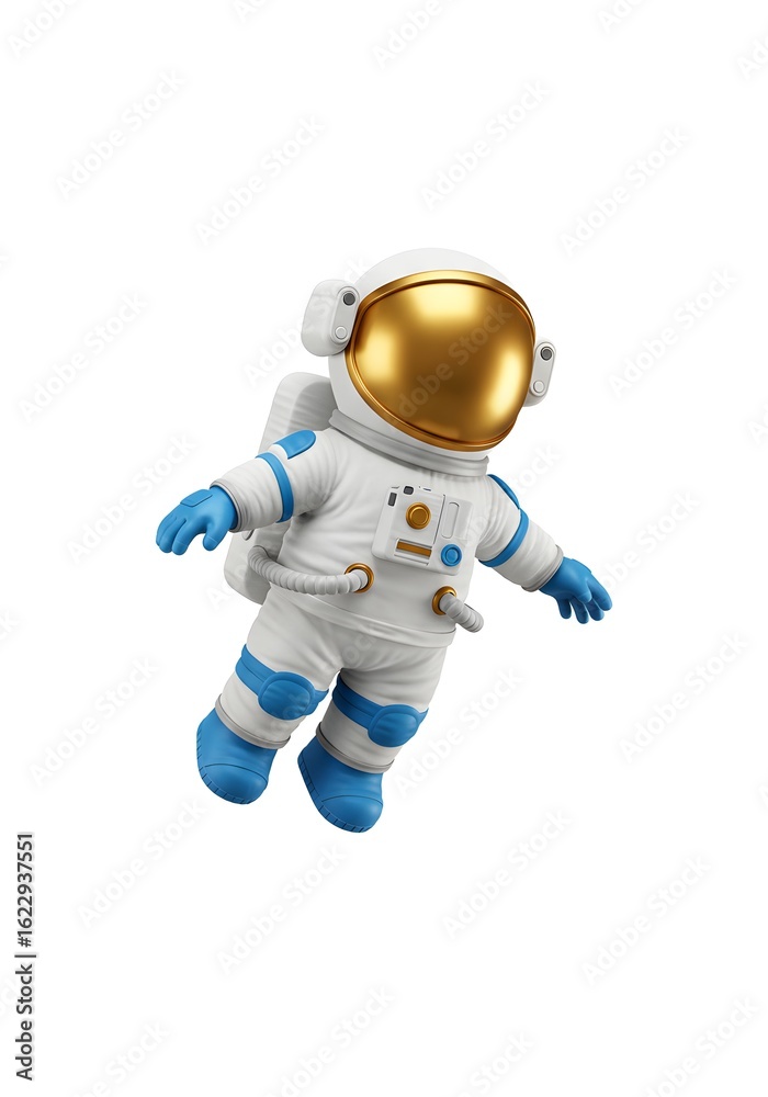 Fototapeta premium 3D Astronaut in Space Suit Floating on White Background