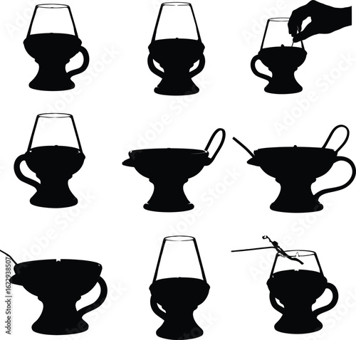  A diverse vector collection of modern and vintage lighting fixtures, showcasing a variety of silhouettes including chandeliers, hanging lamps, and sconces.