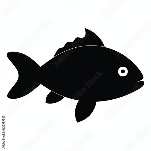 An aquatique silhouette vector of a fish, such as a salmon or thon, swimming in the ocean, a marine animal perfect for seafood illustration or a cartoon art icon