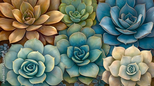 Wallpaper Mural Vibrant Succulent Collection Botanical Art Print Torontodigital.ca