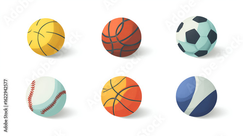 Ball Assortment: An assortment of vibrant sports balls showcases the variety of games played, capturing the energy of competition and active recreation.