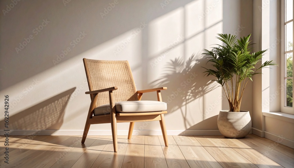 Sunlit Serenity: A Relaxing Minimalist Interior Scene