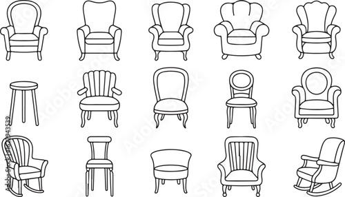 Various upholstered chairs and a stool armchair furniture