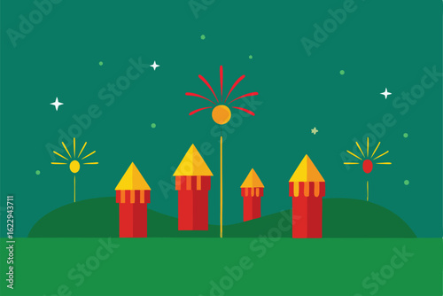 children playing with sparklers on diwawli night   
