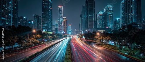 Night Cityscape: Urban Lights and Motion Blur