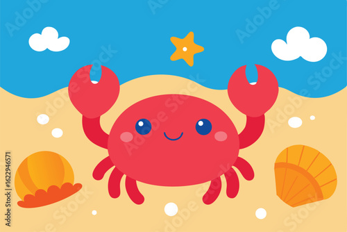cute vector crabs  shells  and sea animals izn sum (1).eps
