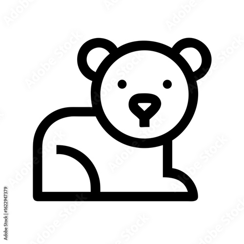 Stylized line art icon of a bear cub isolated on white background