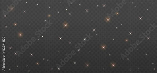 Space with golden stars Abstract background, Stardust and warm shining stars in universal. Vector illustration of starry night sky