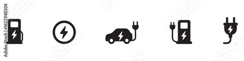 Car charging point icon. Electric plug symbol. Electricity sign. Electric car icon. 