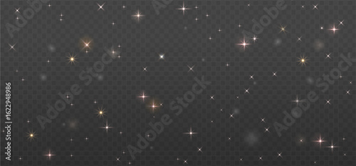 Star universe background with golden glitter, Stardust in deep universe, galaxy. Shining festive Vector Illustration.