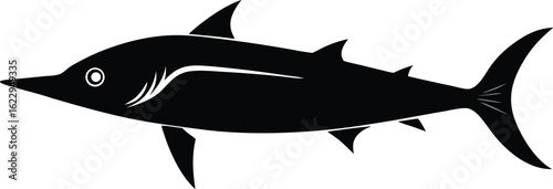 Requin dangereux prédateur marin isolé en silhouette illustration en noir et blanc pour le vecteur de l'océan