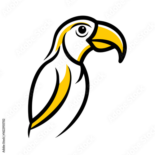 Stylized parrot logo isolated on white background