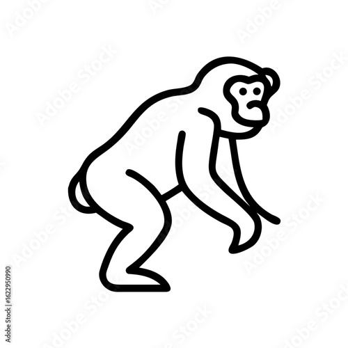 Stylized line art of a monkey isolated on white background