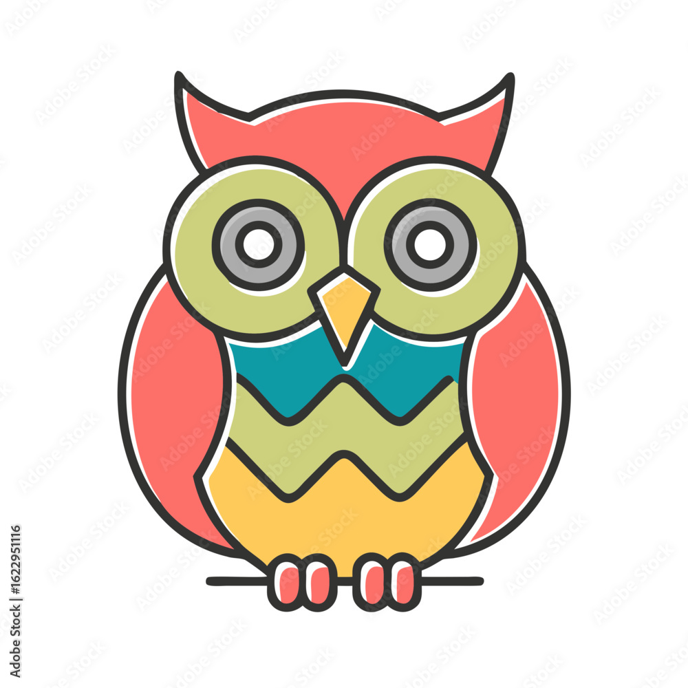Fototapeta premium Cute cartoon owl illustration isolated on white background