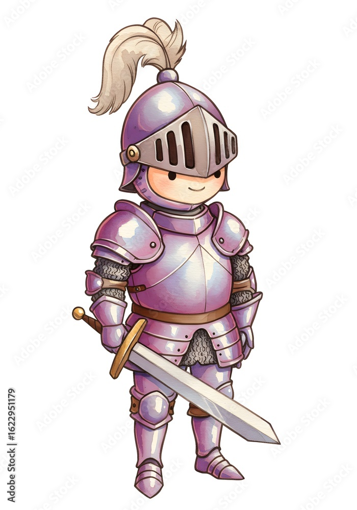 Cartoon Knight in Shining Armor with Sword Cartoon Knight in Shining Armor with Sword