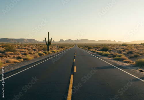 Desert Highway Cactus Landscape
