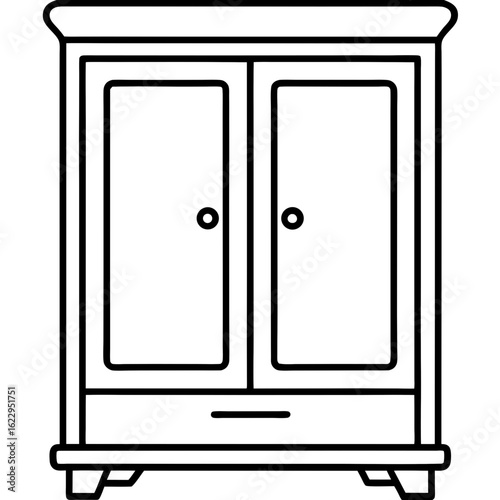 Wardrobe Cabinet Outline Vector Front