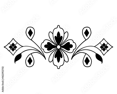 Intricate floral design with diamond accents silhouette